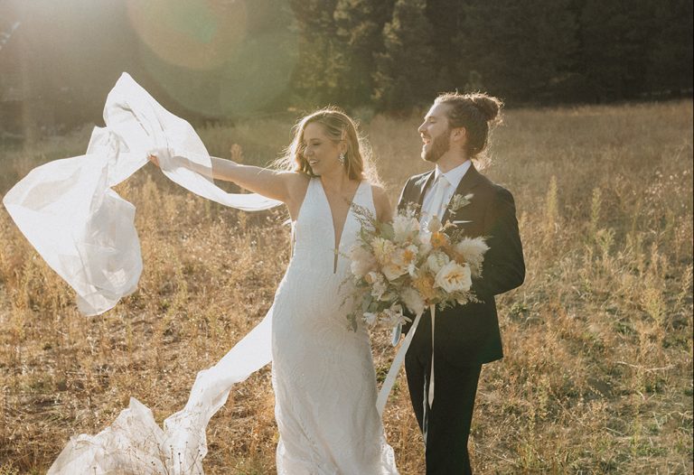 Bride and groom posing during their Brown Family Homestead wedding shoot with Alexa Ann Photo